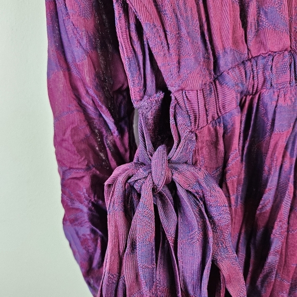 ZARA  Purple Wrinkled Jacquard Maxi Dress Size Small - Picture 14 of 15